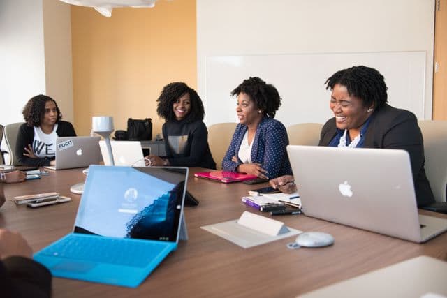 Team meeting around a conference table
